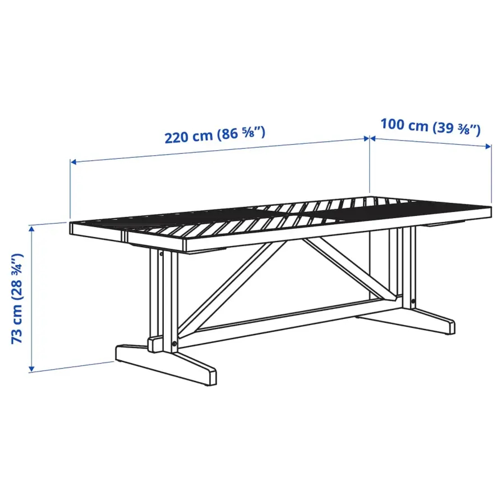 Стол+6 стульев садовый - NORRMANSÖ / NORRMANSÖ IKEA/ НОРРМАНСО ИКЕА, 220х100х74 см, белый/коричневый