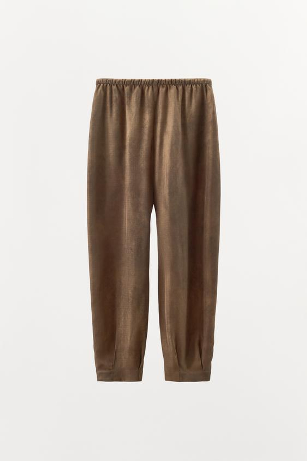 ZARA БРЮКИ ОБЪЕМНОГО КРОЯ С ПРИНТОМ, КОРИЧНЕВЫЙ