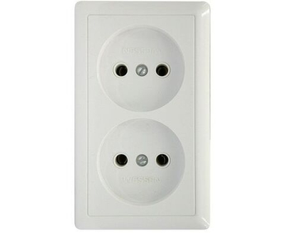 Розетка двойная, без заземления, без шторок