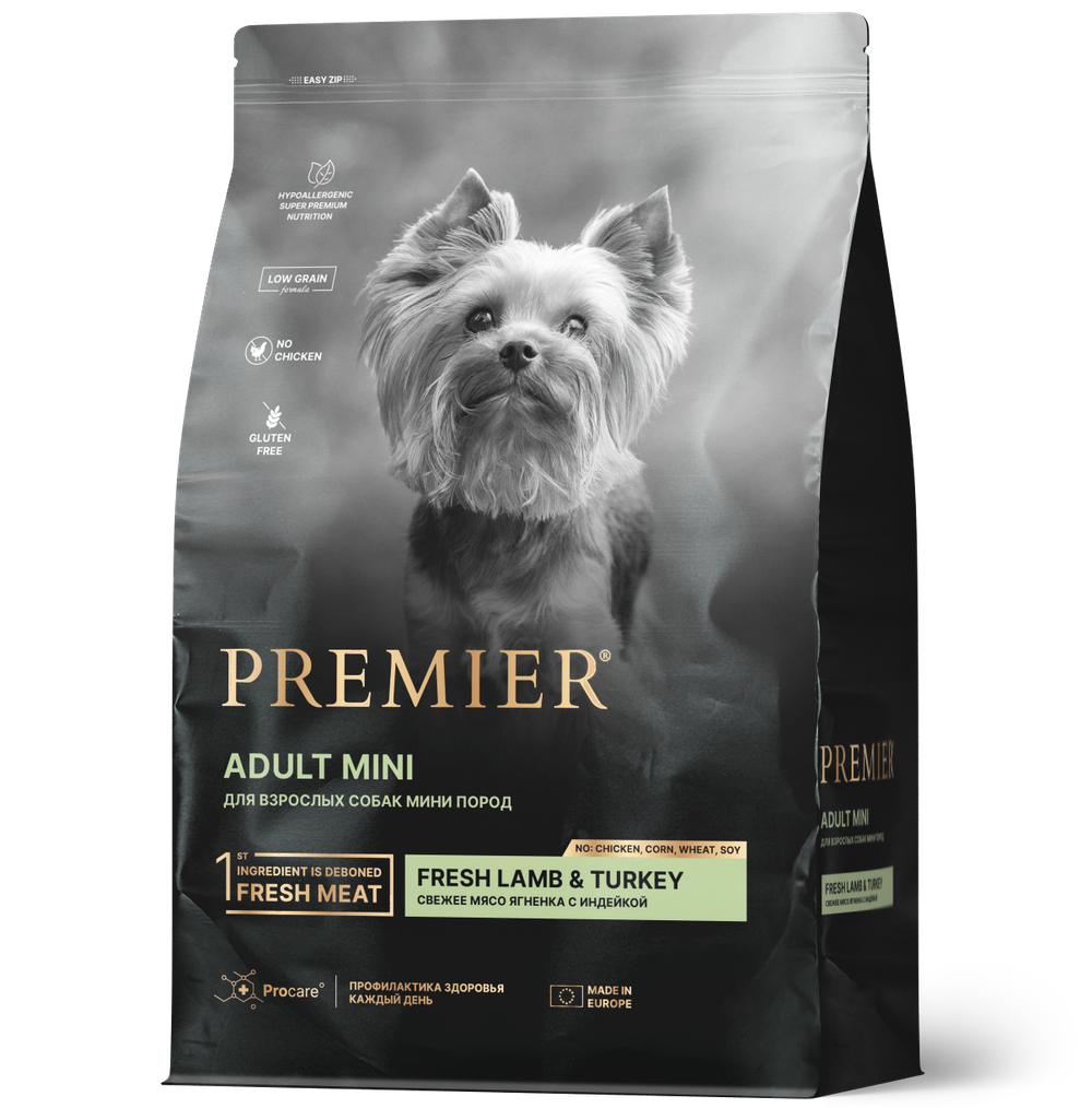 Premier dog lamb & turkey adult mini ягненка с индейкой для собак мелких пород