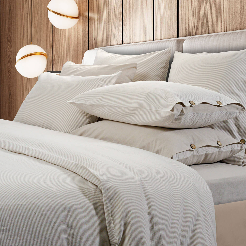 Комплект наволочек 2шт 70х70 Sharmes Rustic бежевая полоса