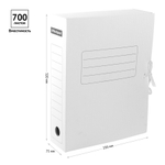 Папка архивная с завязками OfficeSpace, микрогофрокартон, 75мм, белый, до 700л.