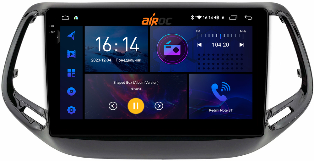 Магнитола для Jeep Compass 2016+ - AIROC 2K RI-2204 Android 12, QLed+2K, ТОП процессор, 8/128Гб, CarPlay, SIM-слот