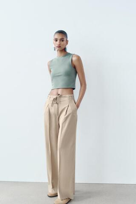 ZARA ТОП CROPPED БЕЗ РУКАБЕЛЫЙ ЦВЕТ МОРСКОЙ ВОЛНЫ