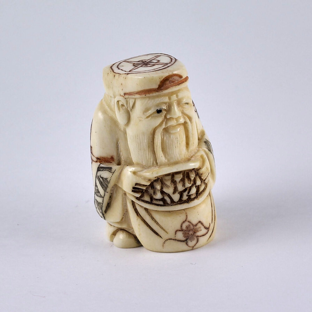 Нэцкэ Дзюродзин с мешком риса