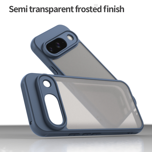 Защитный чехол с синими боковыми рамками для Google Pixel 9, задняя крышка тонированная прозрачная