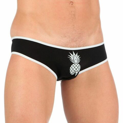 Мужские мини-слипы с белой окантовкой Pineapple (Размер: M) (Цвет: черный)