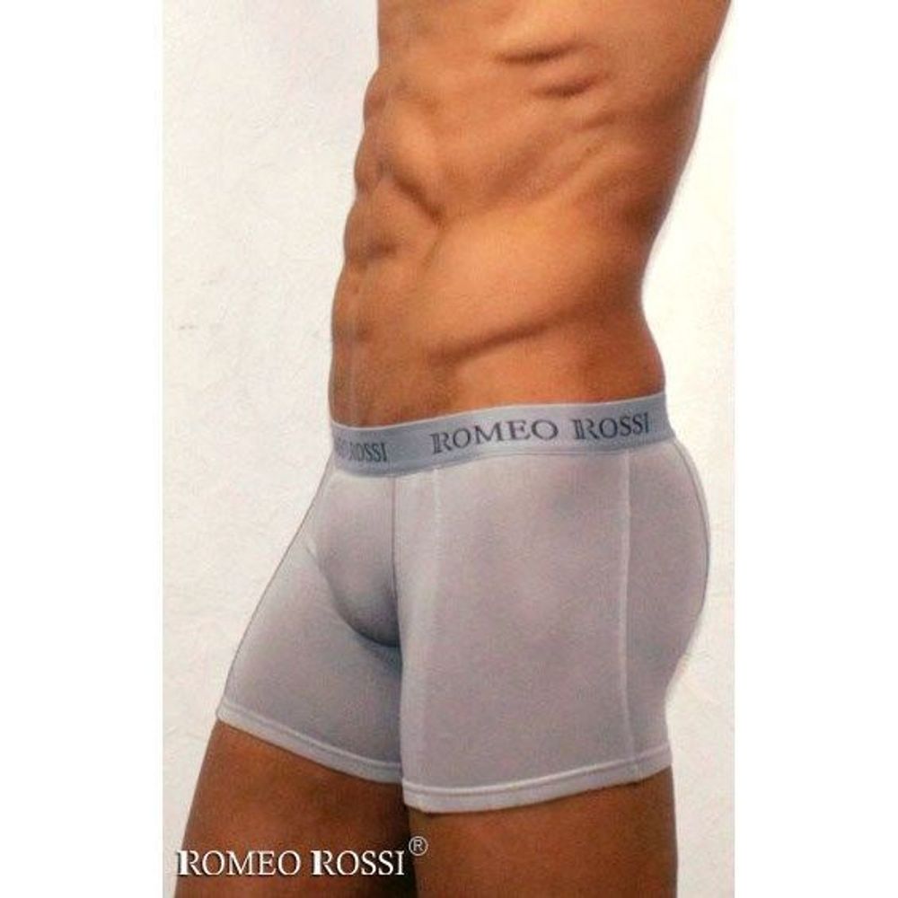 Мужские трусы боксеры удлиненные c резинкой Romeo Rossi светло-серые RR7001-03