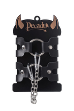 Черные кожаные наручники-браслеты из двух ремешков