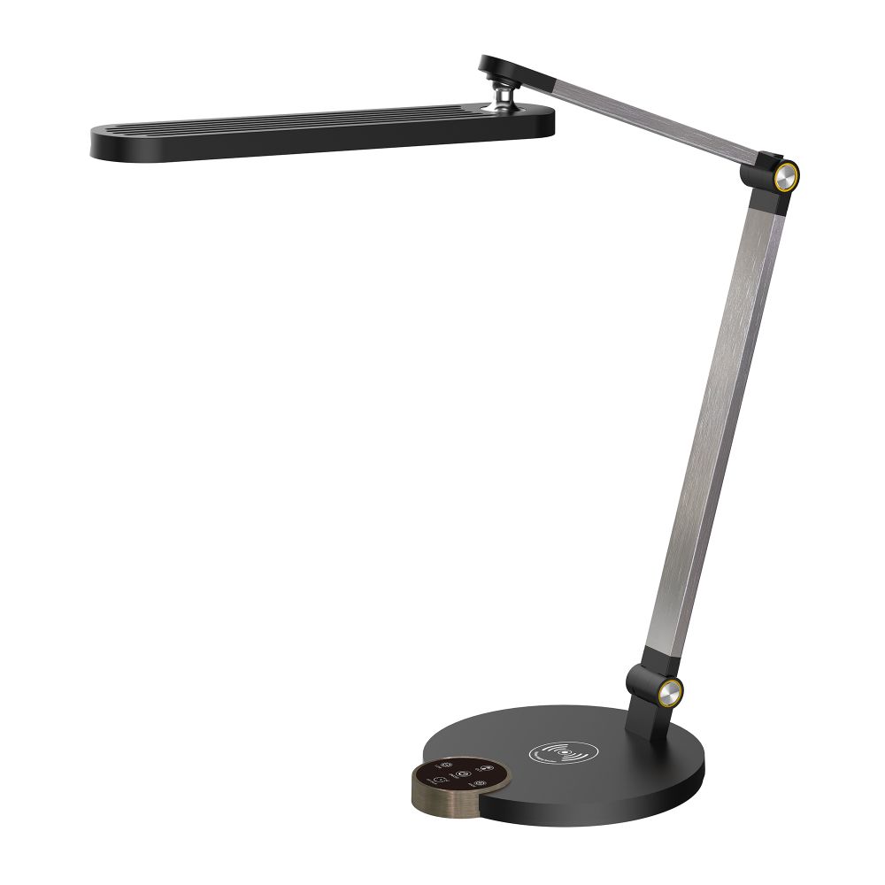 ULM-D113 18W-3000-6000K-DIM BLACK Светильник настольный светодиодный с беспроводной зарядкой телефонов. Сенсорный выключатель. Диммер. Черный. TM Uniel