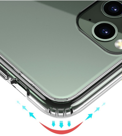 Тонкий чехол на iPhone 11 Pro, прозрачный с темно-зелеными кнопками, серии Ultra Hybrid от Caseport