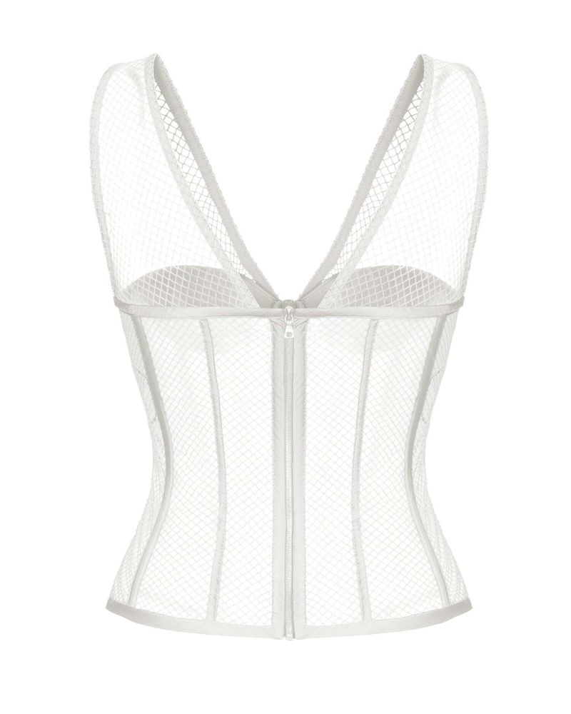 Блуза корсетного типа удлиненная из крепа и сетки