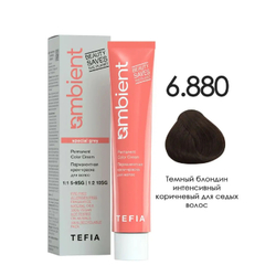 Tefia Ambient Перманентная крем-краска для волос, цвет 6.880 Темный блондин интенсивный коричневый для седых волос, 60 мл