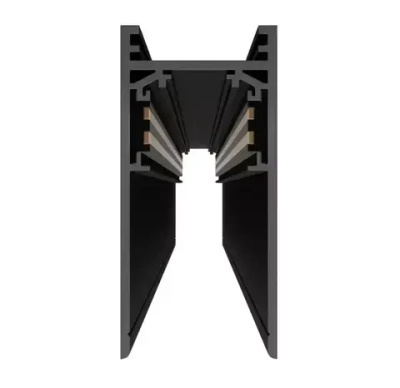 Трековая система освещения для натяжных потолков MAGNETIC S20 48V Чёрный шинопровод алюминиевый четырех-контактный низковольтный 4TRA 57x55x1500mm IP20 1.5 м. торцевые заглушки в комплекте