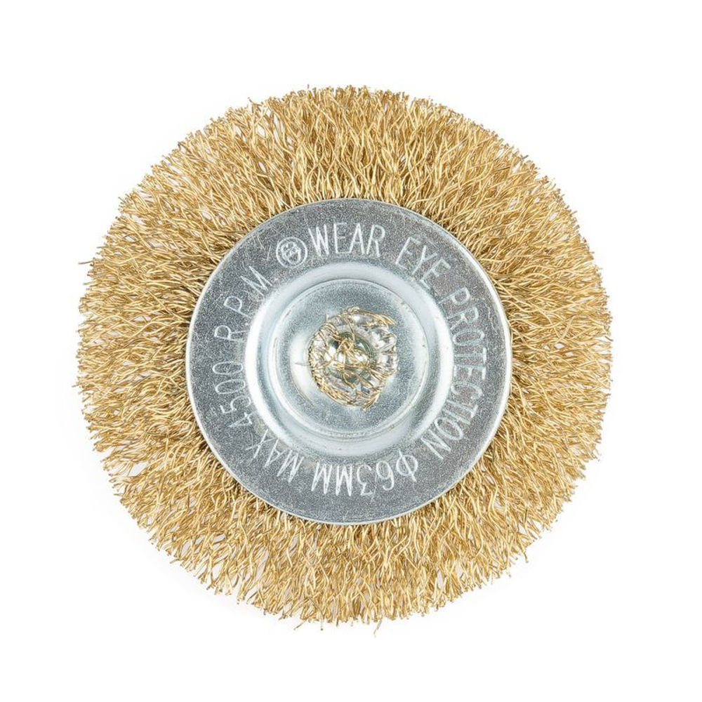 Щетка дисковая 63 мм для дрели, проволока витая латунированная Yoko