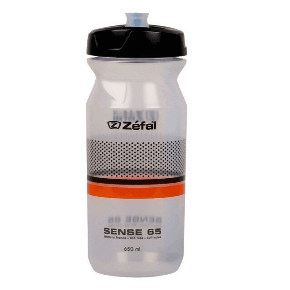 ZEFAL SENSE M65 - Translucent (black/orange) Фляга пластиковая 650 мл, с мягким питьевым клапаном прозрачный