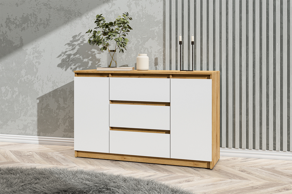 Комод комбинированный Денвер, Дуб золотой, Белый