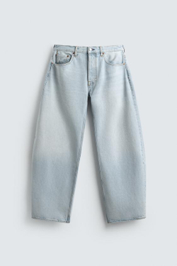 ZARA ДЖИНСЫ BALLOON FIT, ГОЛУБОЙ