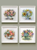 Картины на стену интерьерные на холсте 4 шт, 23*23 см