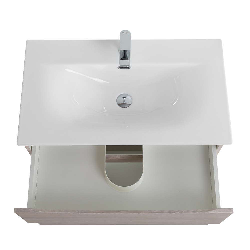 Тумба с раковиной подвесная BelBagno MARINO-CER-N-800-2C-SO-RG-P Rovere Grigio, раковина белая BB-8099-80