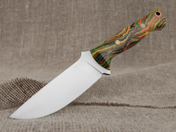 Нож для бушкрафта "Форест", сталь VG-10/Elmax, рукоять микарта (салатово-оранжевая)