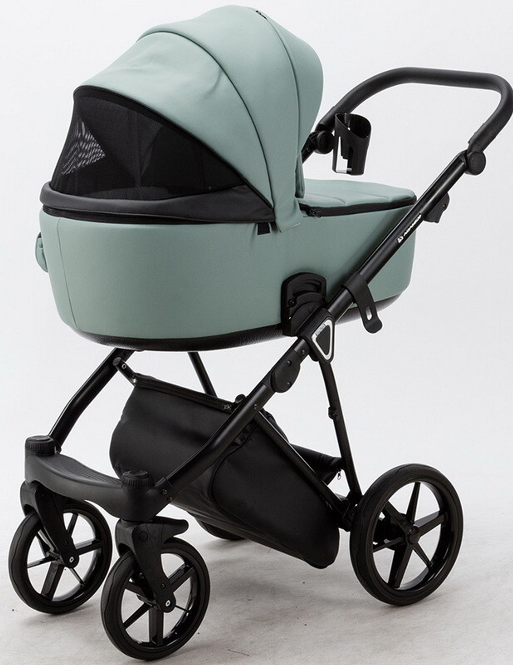 Детская коляска Adamex Porto Deluxe 2 в 1 PO-SA20 (СЕР-ЗЕЛЁН.КОЖА)