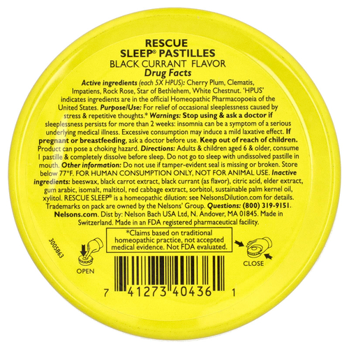 Bach, Rescue Sleep®, пастилки, со вкусом черной смородины, 35 пастилок