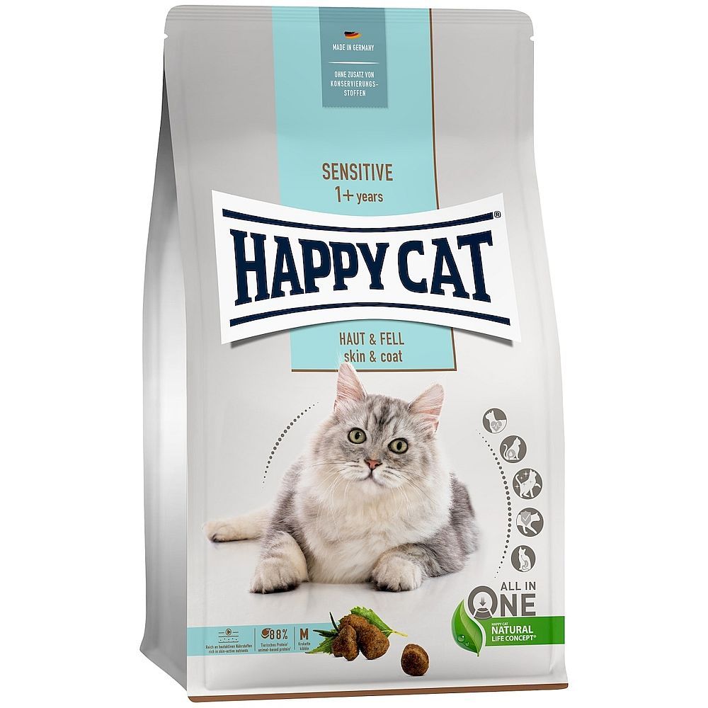 Сухой корм Happy Cat Sensitive Haut &amp; Fell для кошек с чувствительной кожей, пакет 300г