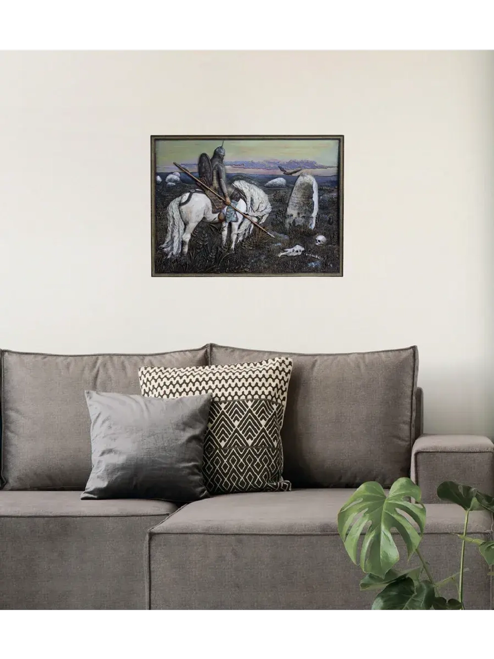 Картина из дерева "Витязь на распутье" 41х30х3 см