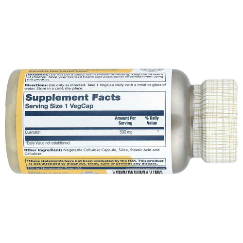 Solaray, кверцетин, 500 мг, 90 вегетарианских капсул