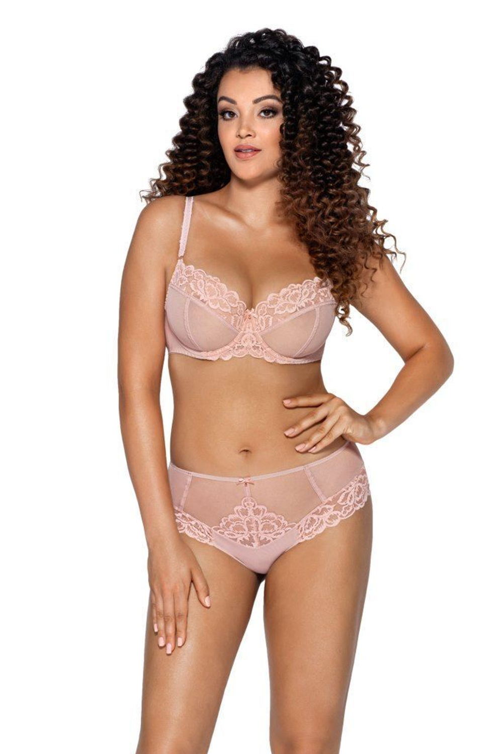 Бюстгальтер plus size с чашками на косточках и боковыми поддержками (Размер: 85J) (Цвет: какао)