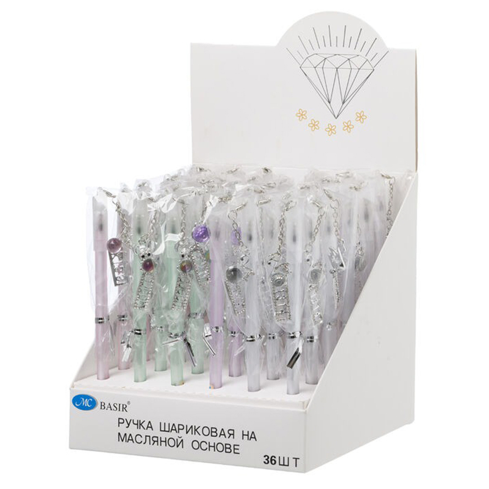 Ручка шариковая, масляная, Basir, синие чернила, серия "Животные", с брелоком, 36 шт