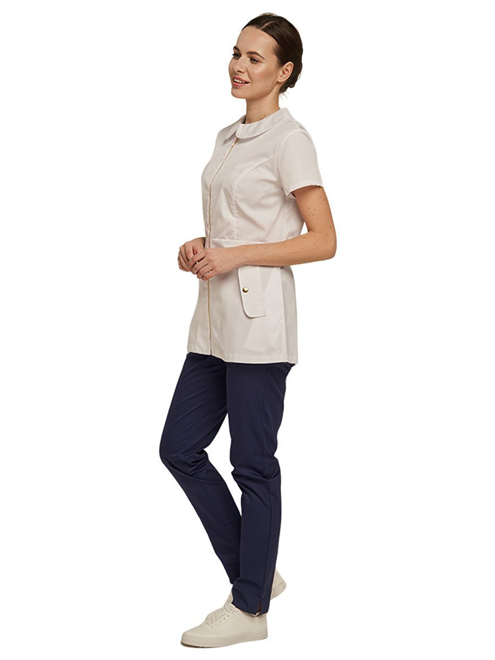 Туника медицинская женская Dr. Nice DRN150 на молнии, с воротником, синий, 46
