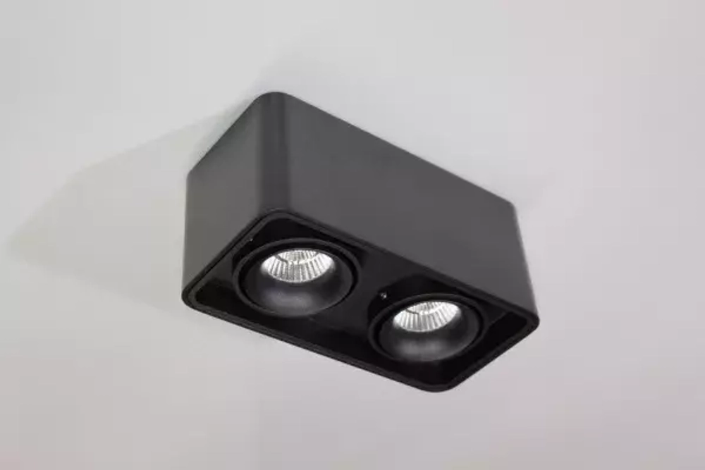 Потолочный накладной светильник SQUARE-OUT-02-BL-WW (теплый белый свет, черный корпус)