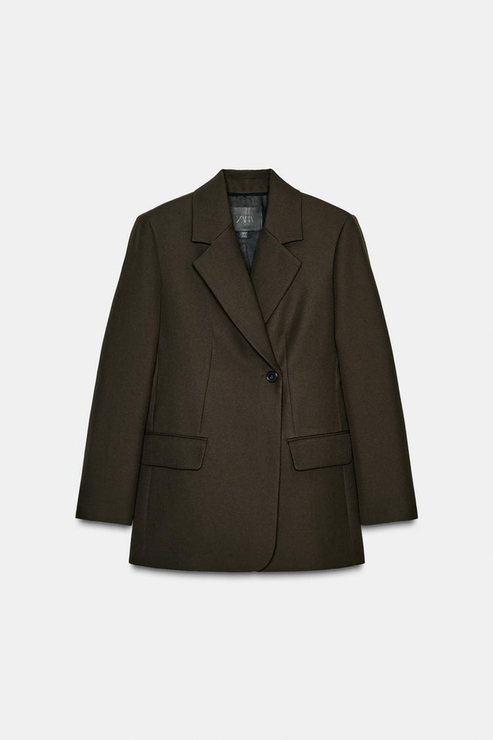 ZARA БЛЕЙЗЕР ПРИТАЛЕННОГО КРОЯ — LIMITED EDITION, ZW COLLECTION, ТЕМНЫЙ ХАКИ