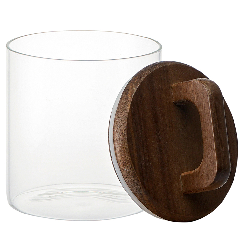 Банка для хранения стеклянная с крышкой из акации hanle, 750 мл