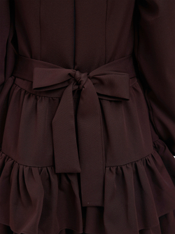 Платье праздничное ярусное с воланами для девочки коричневое