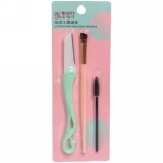 Аксессуары для контурирования бровей 3шт. «Elegant beauty», 20,5*6,5см (кисть, щетка для ресниц и корректор-лезвие)