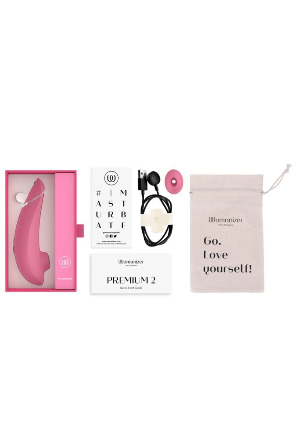 Womanizer Premium 2 - Бесконтактный клиторальный стимулятор, розовый