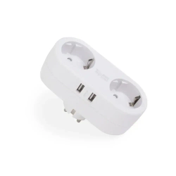 Двойник для розетки с заземлением 4000W 16A, 2 USB 12W Белый
