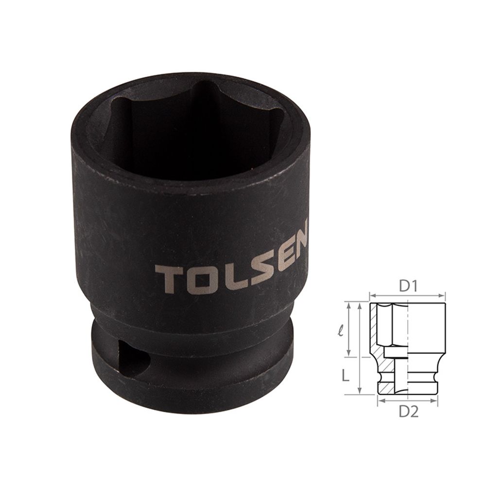TOLSEN (TT18222) Головка торцевая ударная шестигранная 1/2", 22 мм