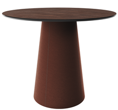 Стол обеденный Lagom D 100 см (орех / кирпичный, кожа)