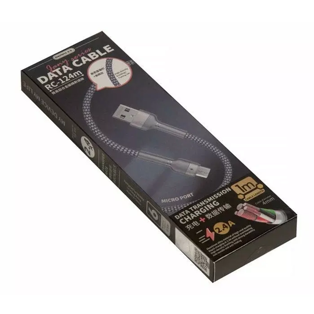 Кабель 1m USB/Micro 2.4A RC-124m Remax silver