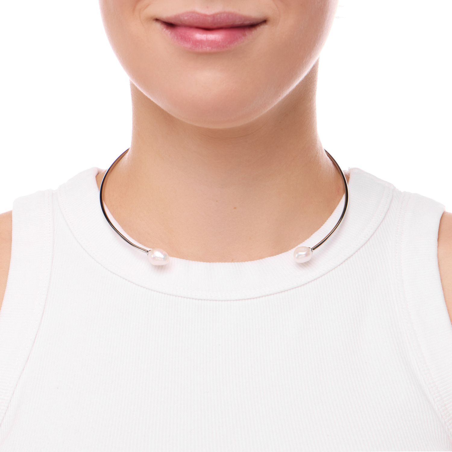 Колье Silver Choker With Asymmetrical Pearls