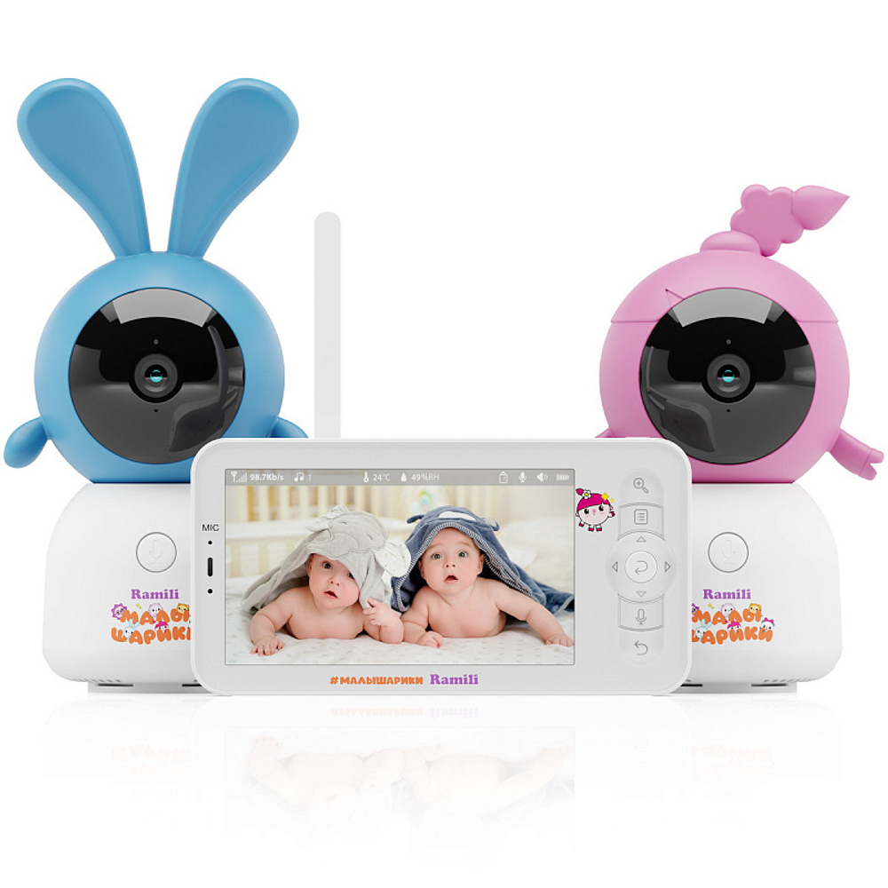 Видеоняня Ramili Baby RV100X2NUSHAKROSH Нюша и Крошик, Малышарики, с креплениями