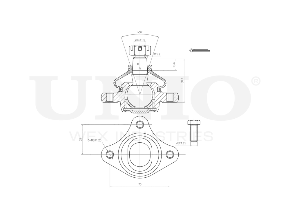 Опора шаровая передняя верхняя UNIO SSP-20021