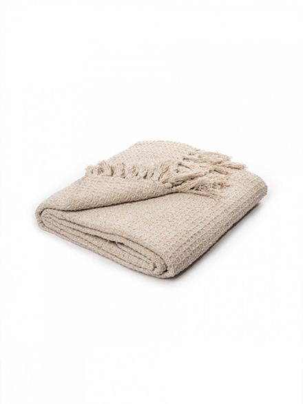 Покрывало DeNASTIA вафельное меланж 150x200 хб100% бежевый Индия