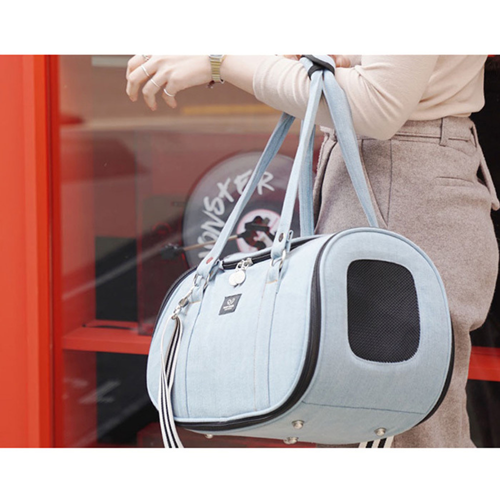 111 Сумка авиа "Фаворит" , джинсовая / сумка-переноска для САМОЛЕТА Puppy Angel / DENIM "Herringbone Travel Carrier"