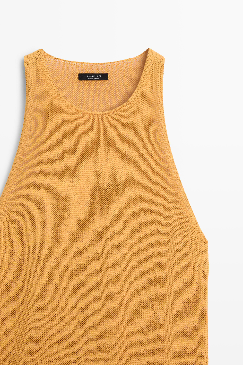 Massimo Dutti Вязаный топ без рукавов с горловиной халтер, желтый