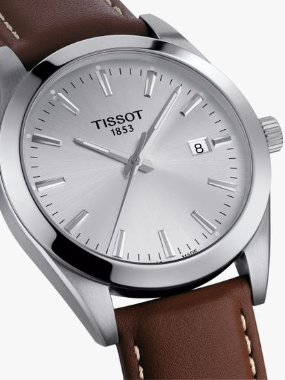 Tissot T127.410.16.031.00 мужские часы на ремне Gentleman крупный план